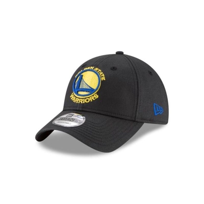 Black Golden State Warriors Hat - New Era NBA Waxed Canvas 9TWENTY Adjustable Caps USA4025617